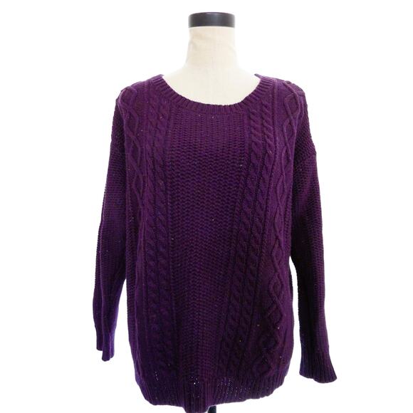 Coincidence & Chance Purple Oversized Cable Knit Sweater Top Medium - Picture 1 of 8